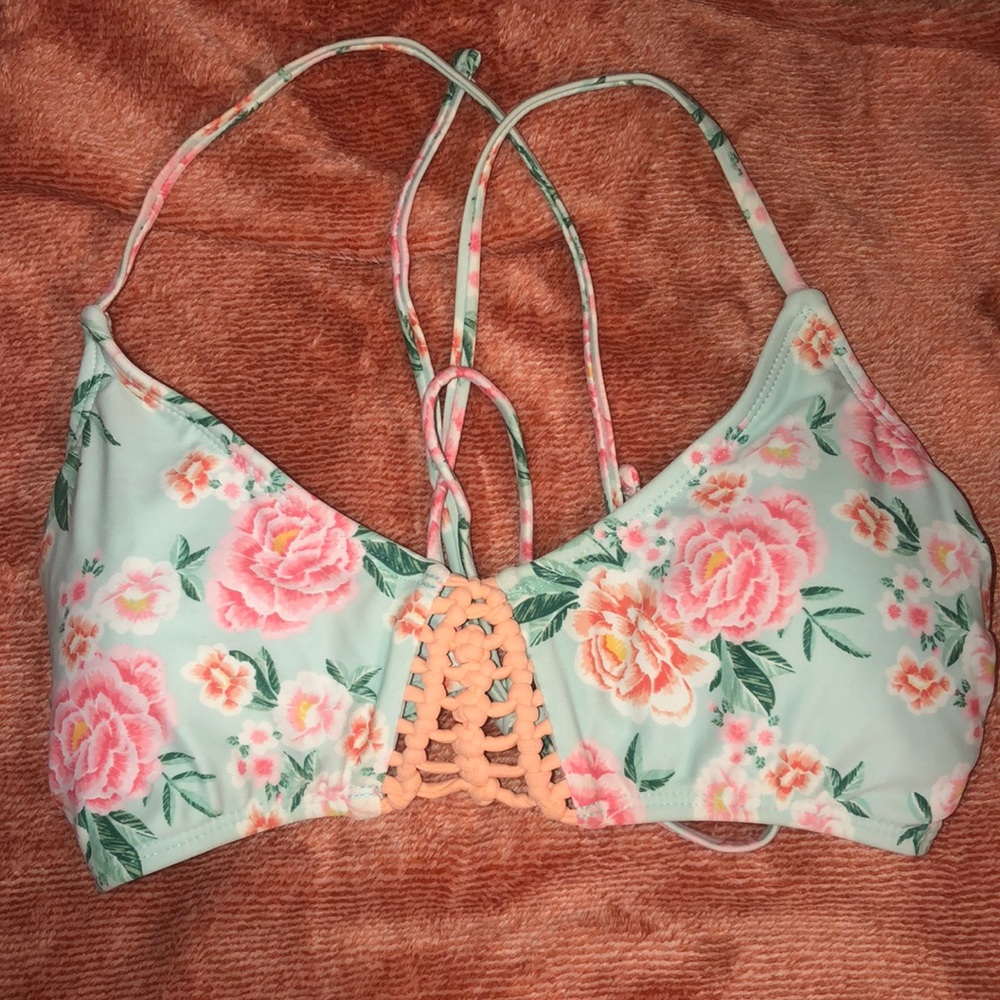 Flowery print bathing suit top